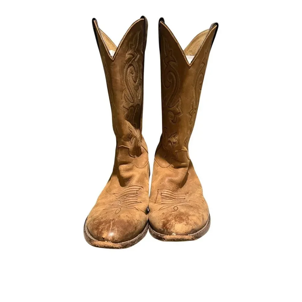 Justin Men’s 2330 USA 11.5 EE Tan Western Cowboy Leather Trail Boss Boots